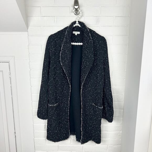 Max Studio Black Charcoal Grey Popcorn Textured Nubby Knit Soft Line Blazer - Picture 1 of 9